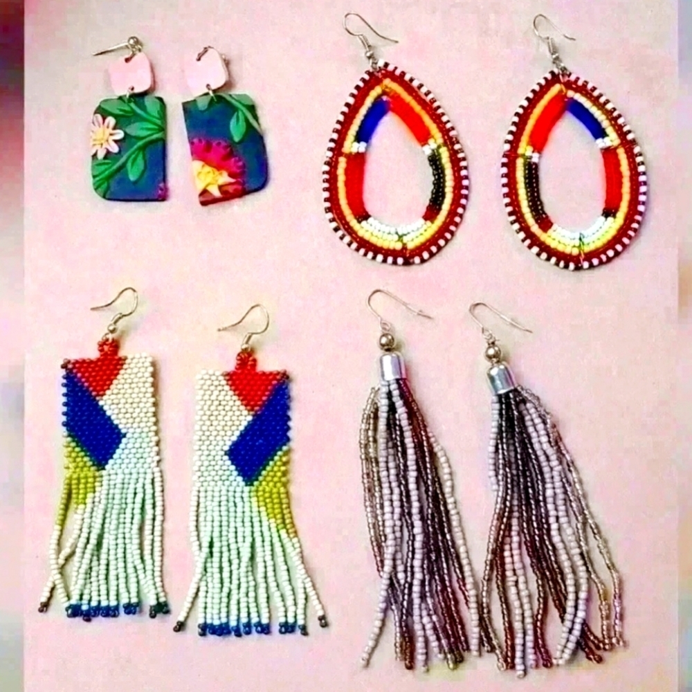 Beaded earrings bundle of 4 pairs of earrings
